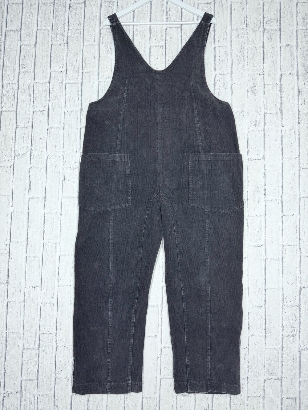🖤 Hem & Thread Black Corduroy Overalls Large NWT Boho Relaxed